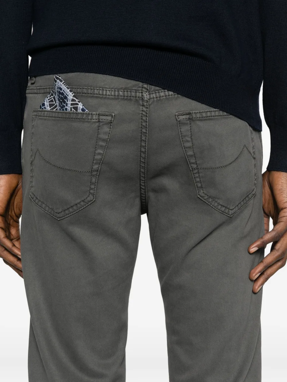Jacob Cohen Button-fly Stretch-cotton Pants In Gray