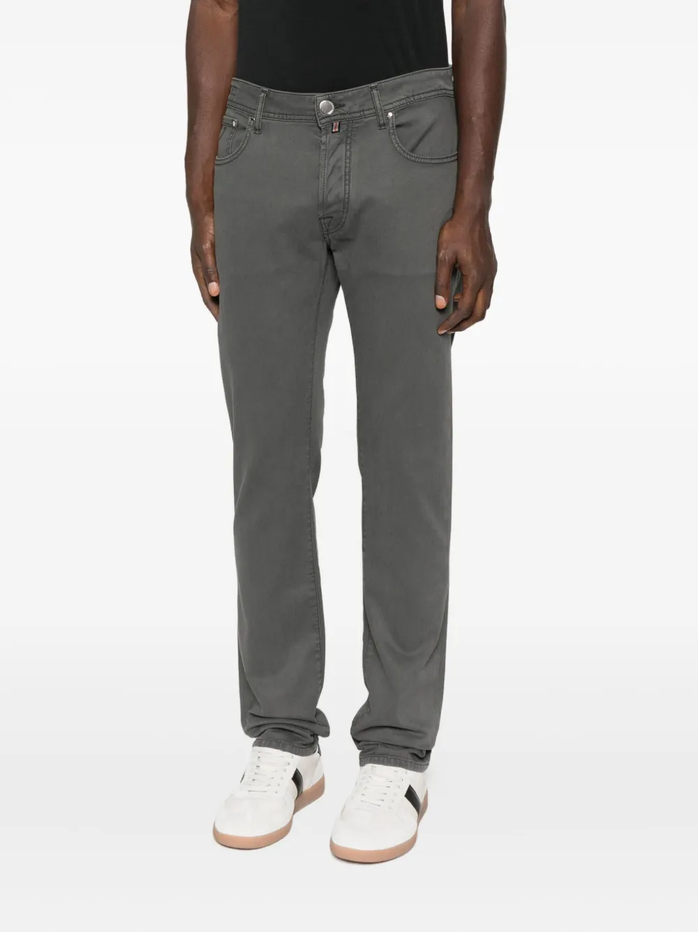 Jacob Cohen Button-fly Stretch-cotton Pants In Gray