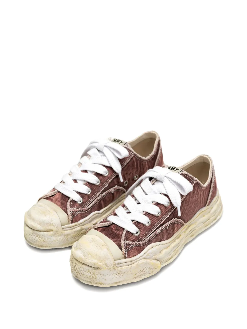 Maison MIHARA YASUHIRO Hank gebleekte low-top sneakers Rood