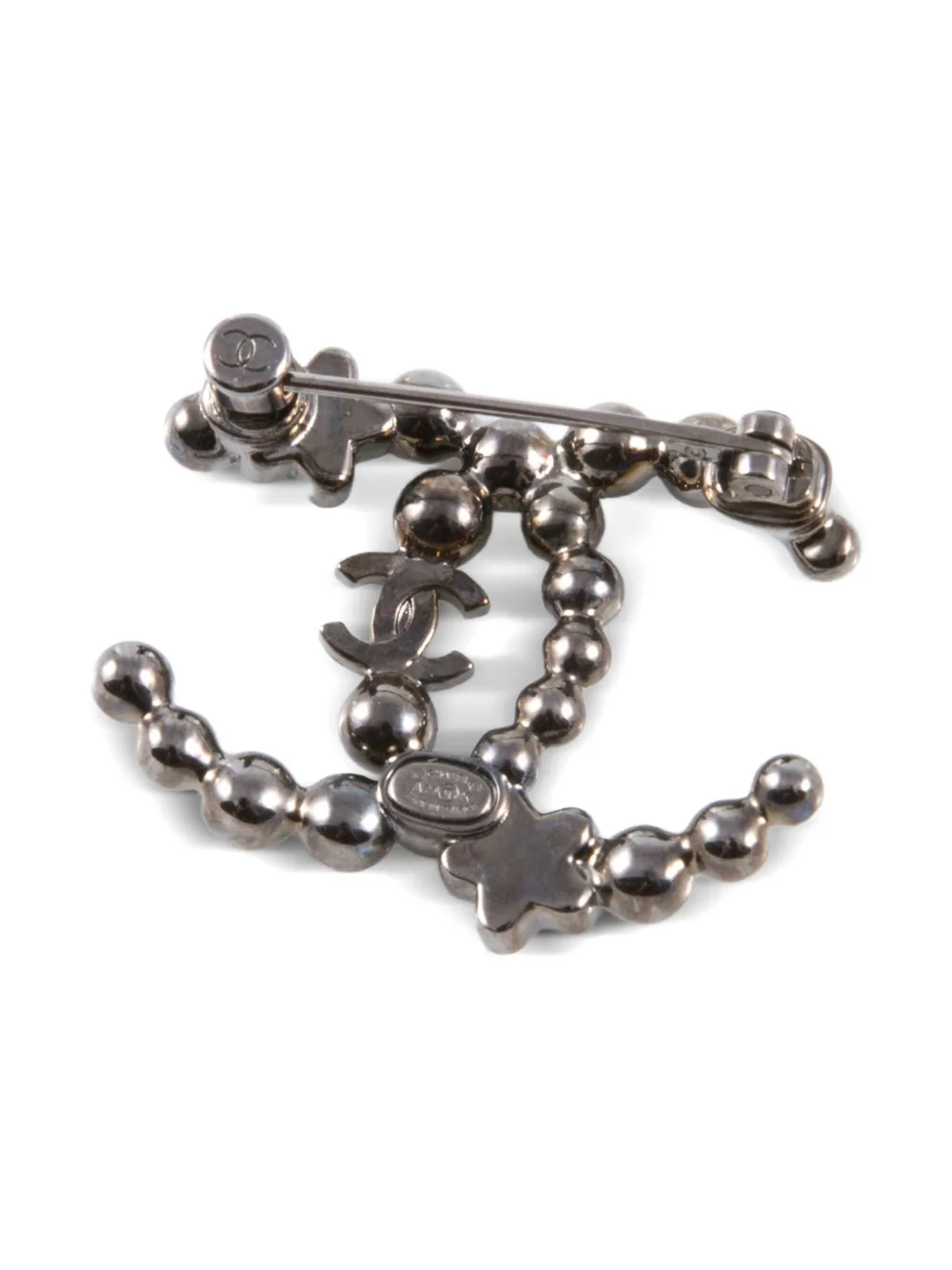 CHANEL Pre-Owned 2000s crystal-embellished logo brooch | Pre-Owned | Image 2