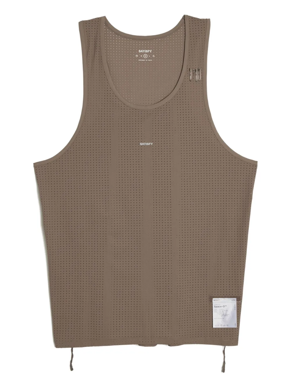 Satisfy Space-o Logo-print Pin-embellishment Tank Top In Brown