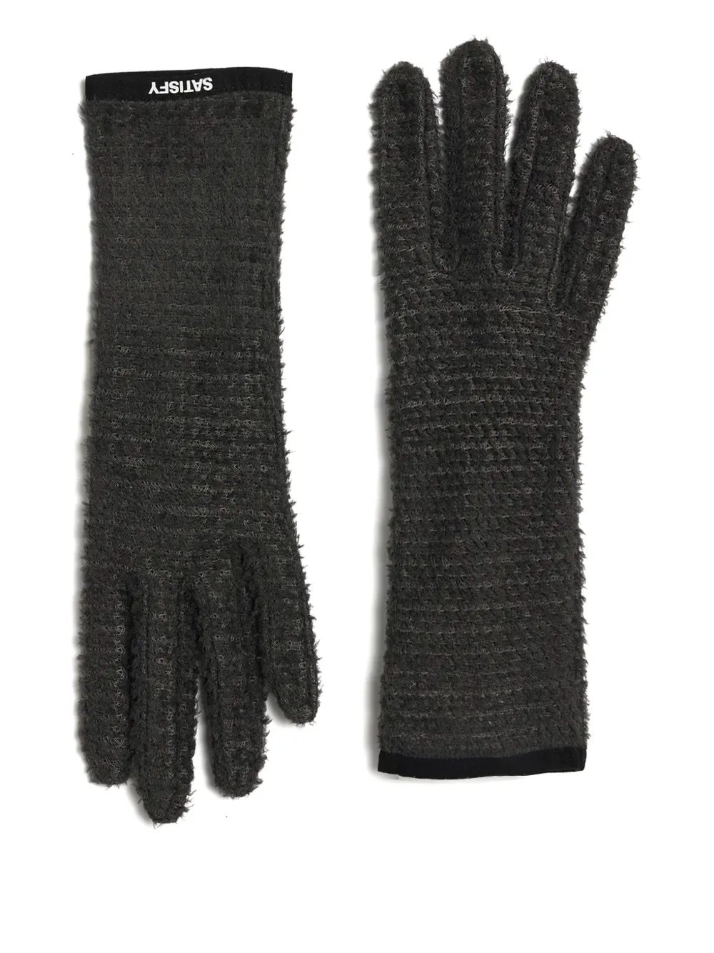 Satisfy fleece waffle-textured gloves - Zwart