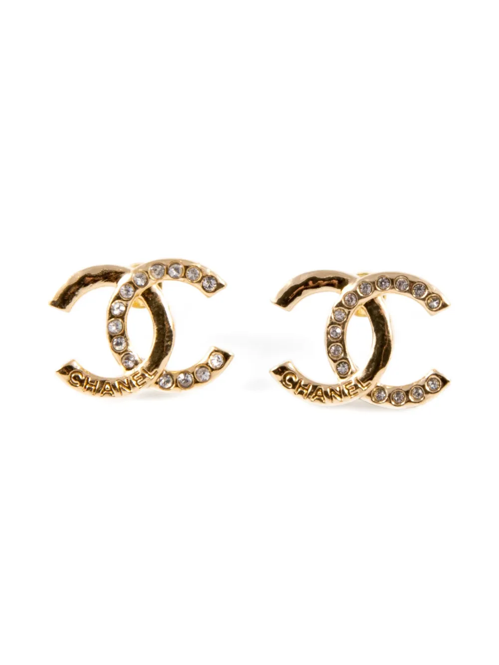 CHANEL Pre-Owned 2000s interlocking-logo earrings | Gold | Image 1