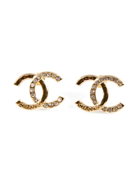 CHANEL Pre-Owned aretes con logo entrelazado 2000