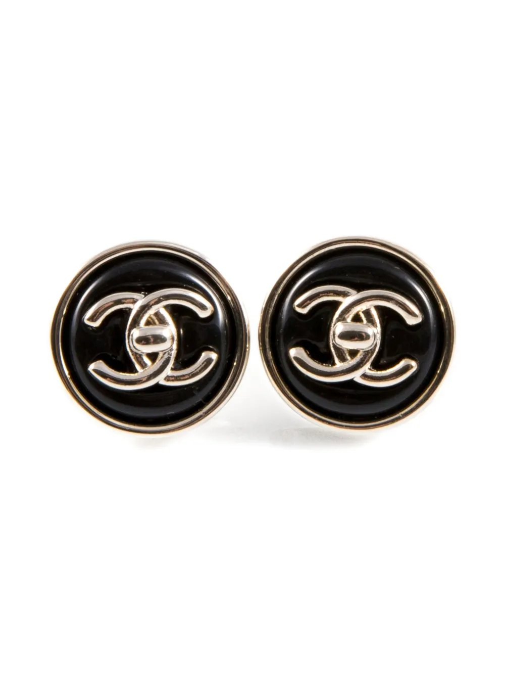 CHANEL Pre-Owned 2000s CC logo round earrings | Black | Image 1