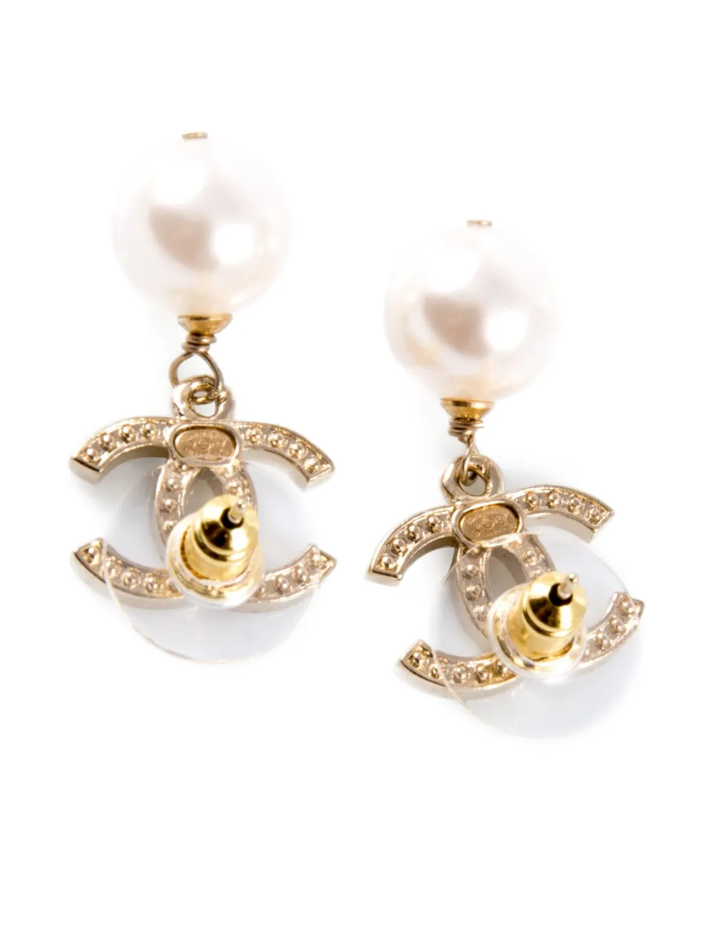 CHANEL Pre-Owned 2000s faux-pearl logo earrings | Image 2