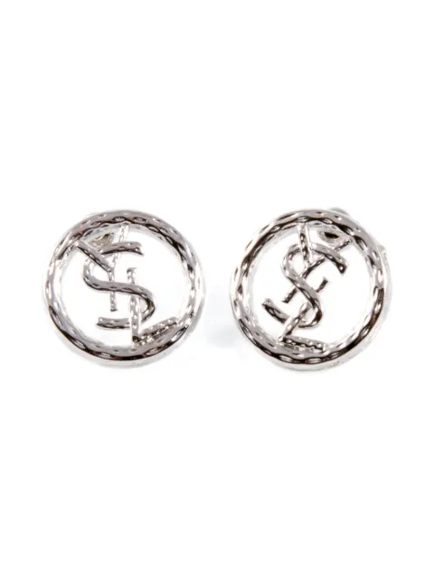 Saint Laurent Pre-Owned 2000s logo-detail round earrings