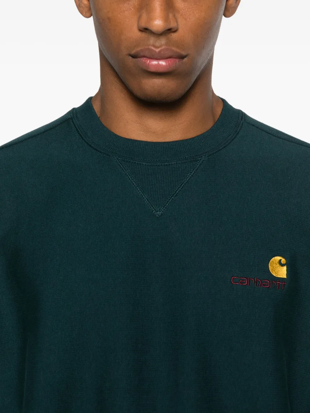 Carhartt American Script Cotton Blend Sweatshirt In Green