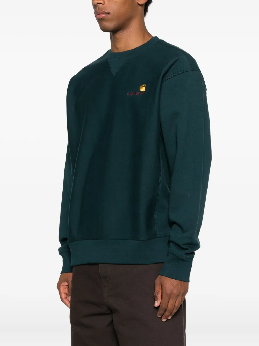 Carhartt American Script Cotton Blend Sweatshirt In Green