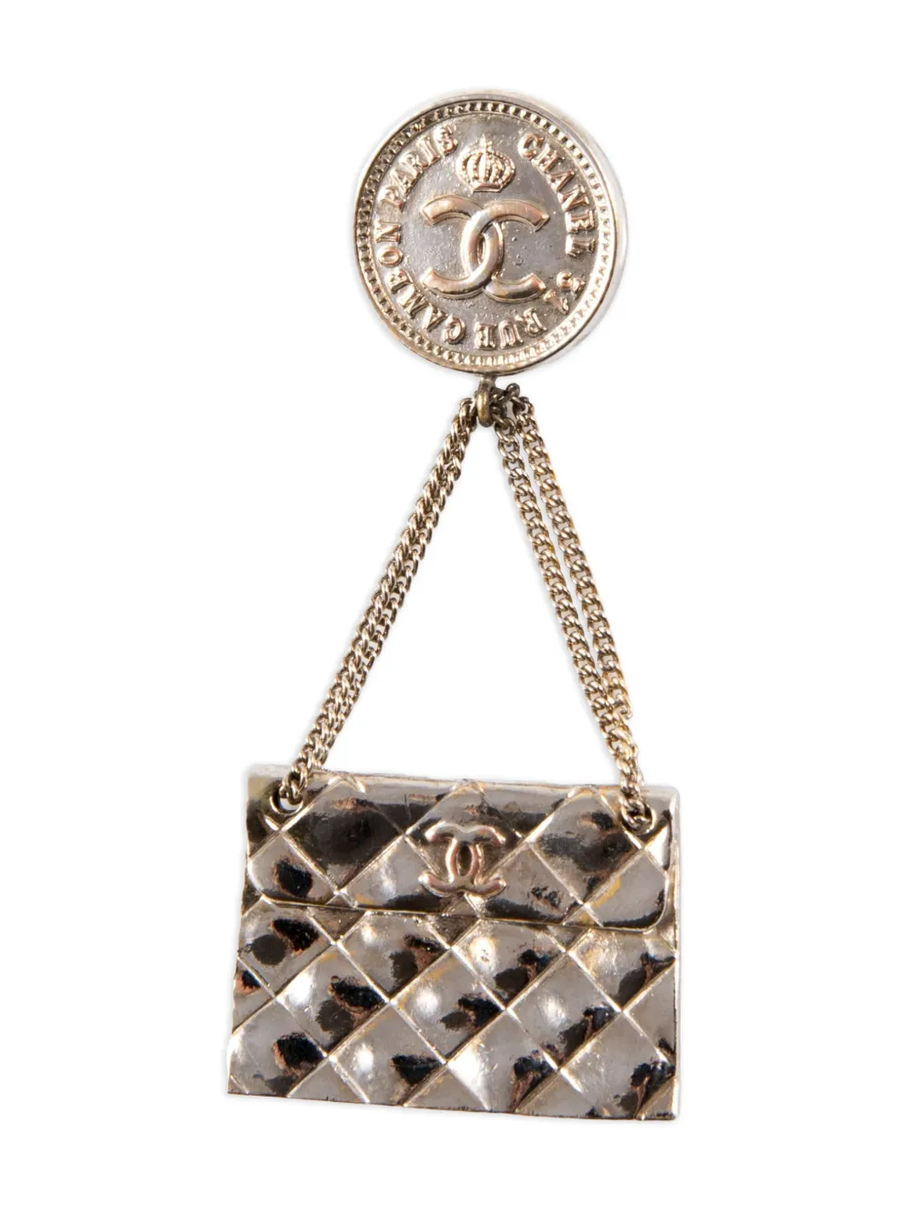 CHANEL Pre-Owned 2000s キルティング ブローチ - シルバートーン CHANEL Pre-Owned 2000s キルティング ブローチ - シルバートーン