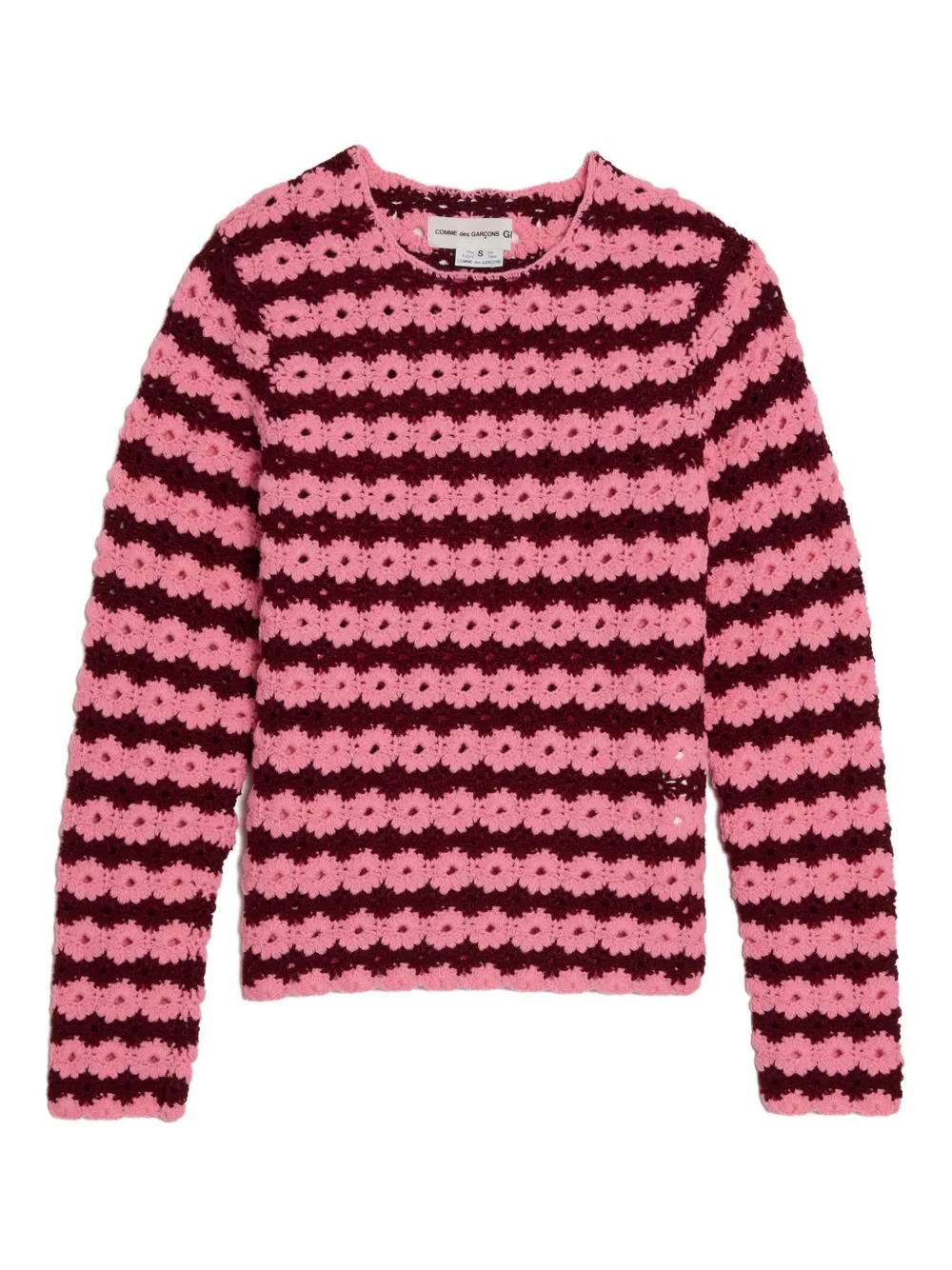 Comme Des Garcons Girl Crochet-stripe Top In Pink