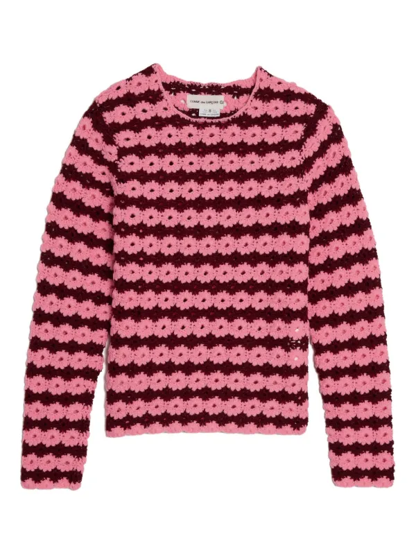 Comme Des Garçons Girl crochet-stripe Top | Pink | FARFETCH