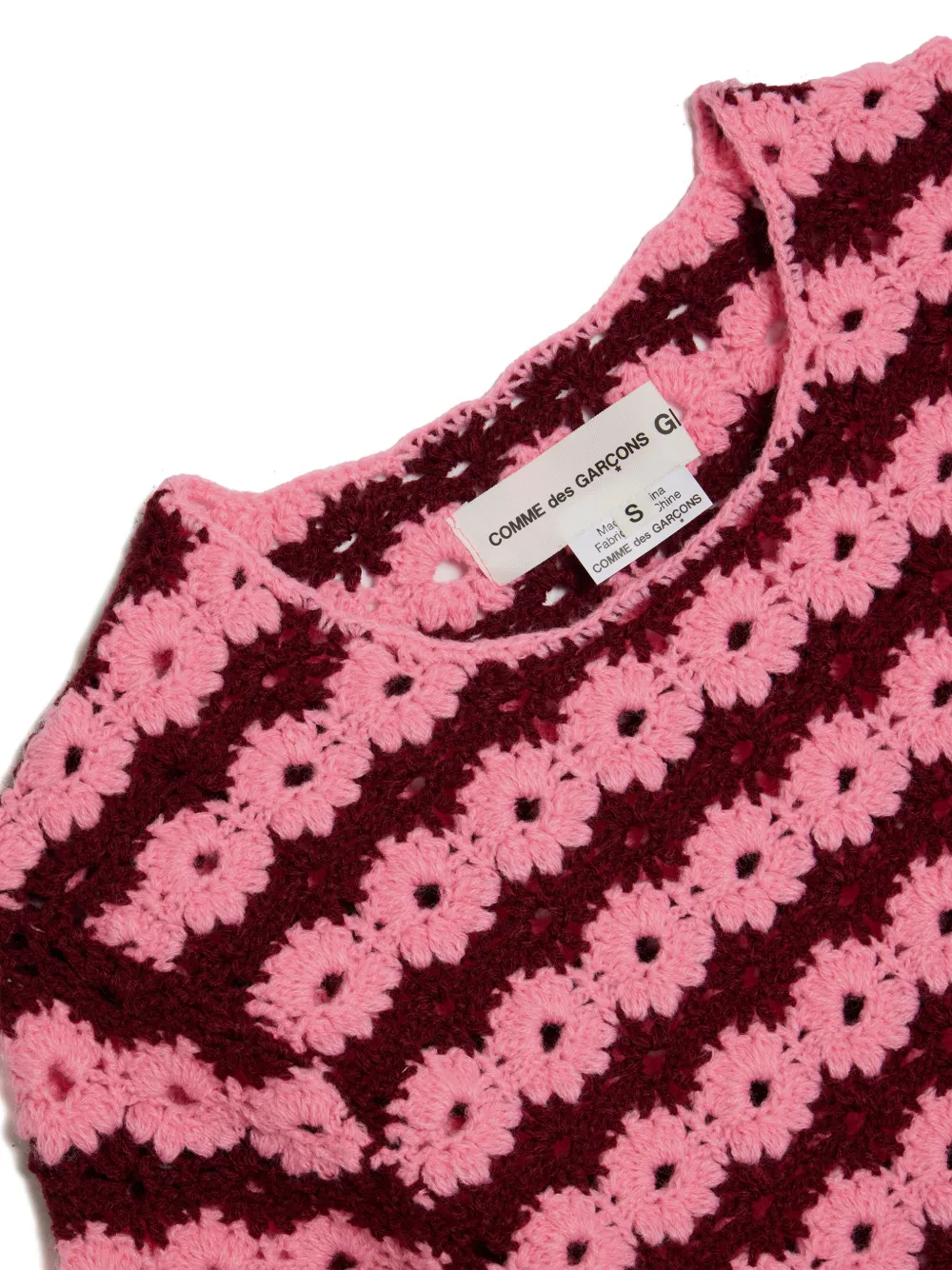 Comme Des Garcons Girl Crochet-stripe Top In Pink
