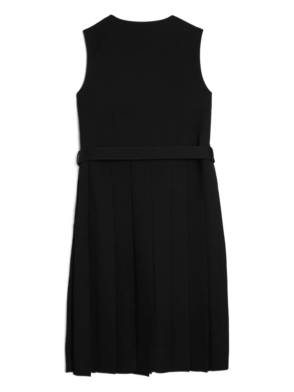 Comme Des Garcons Girl Gabardine Belted Pleated Midi Dress In Black