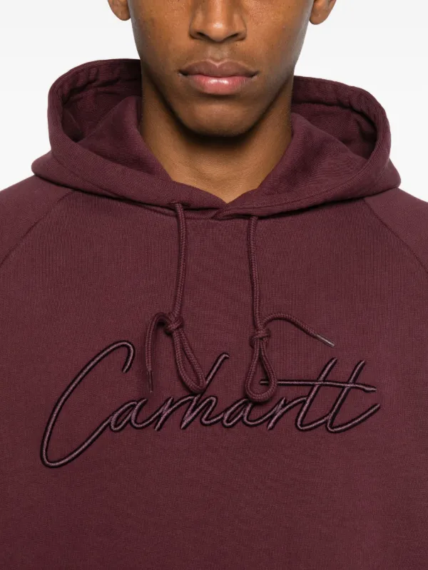 Carhartt WIP Embroidered Script Logo Hoodie | Red | FARFETCH