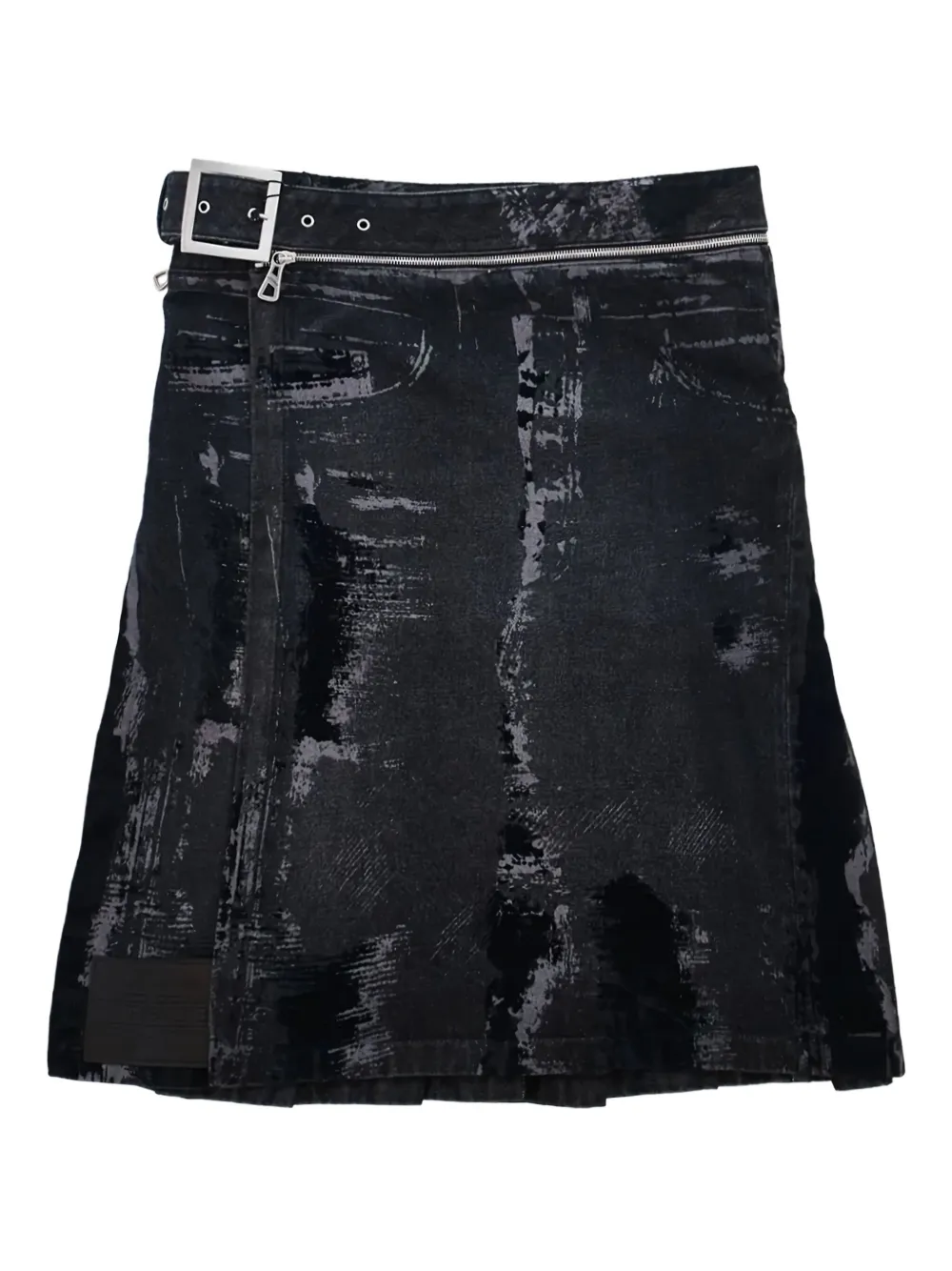 Jean Paul Gaultier flock-detail pleated skirt | Black | Image 1