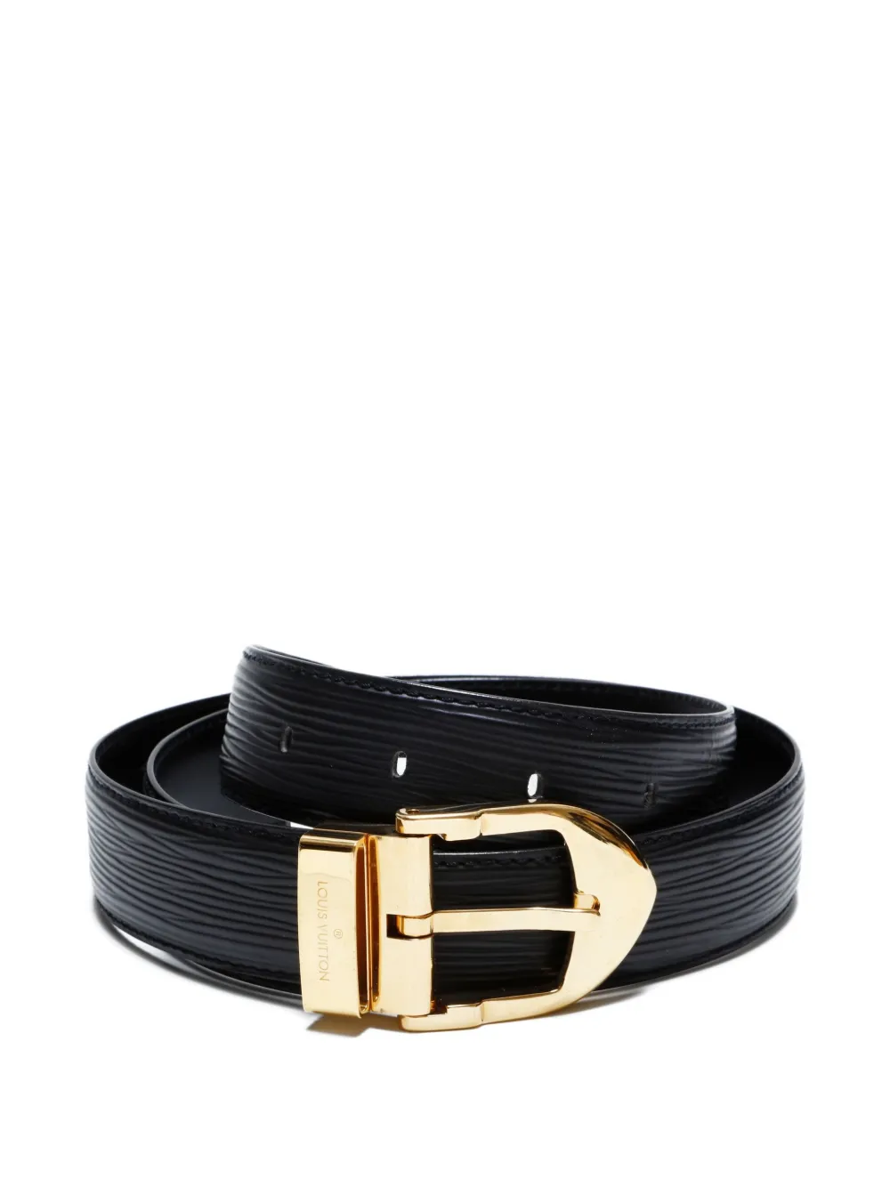 Pre-owned Louis Vuitton 2002 Épi Leather Belt In Black