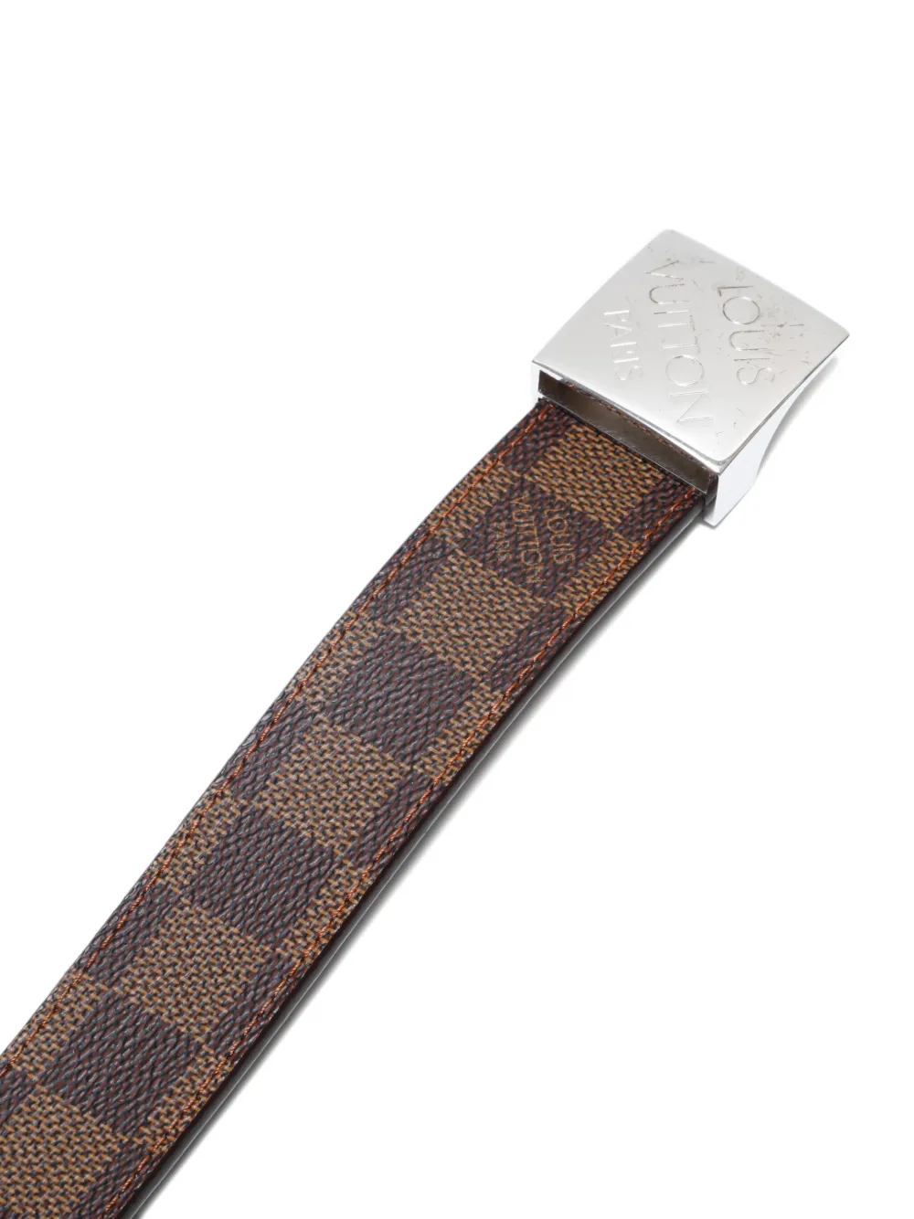 Pre-owned Louis Vuitton 2000s Damier Sangel Carre Belt In Brown