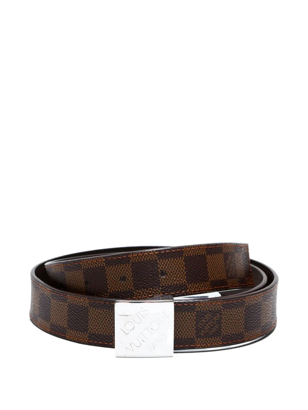 Pre-owned Louis Vuitton 2000s Damier Sangel Carre Belt In Brown