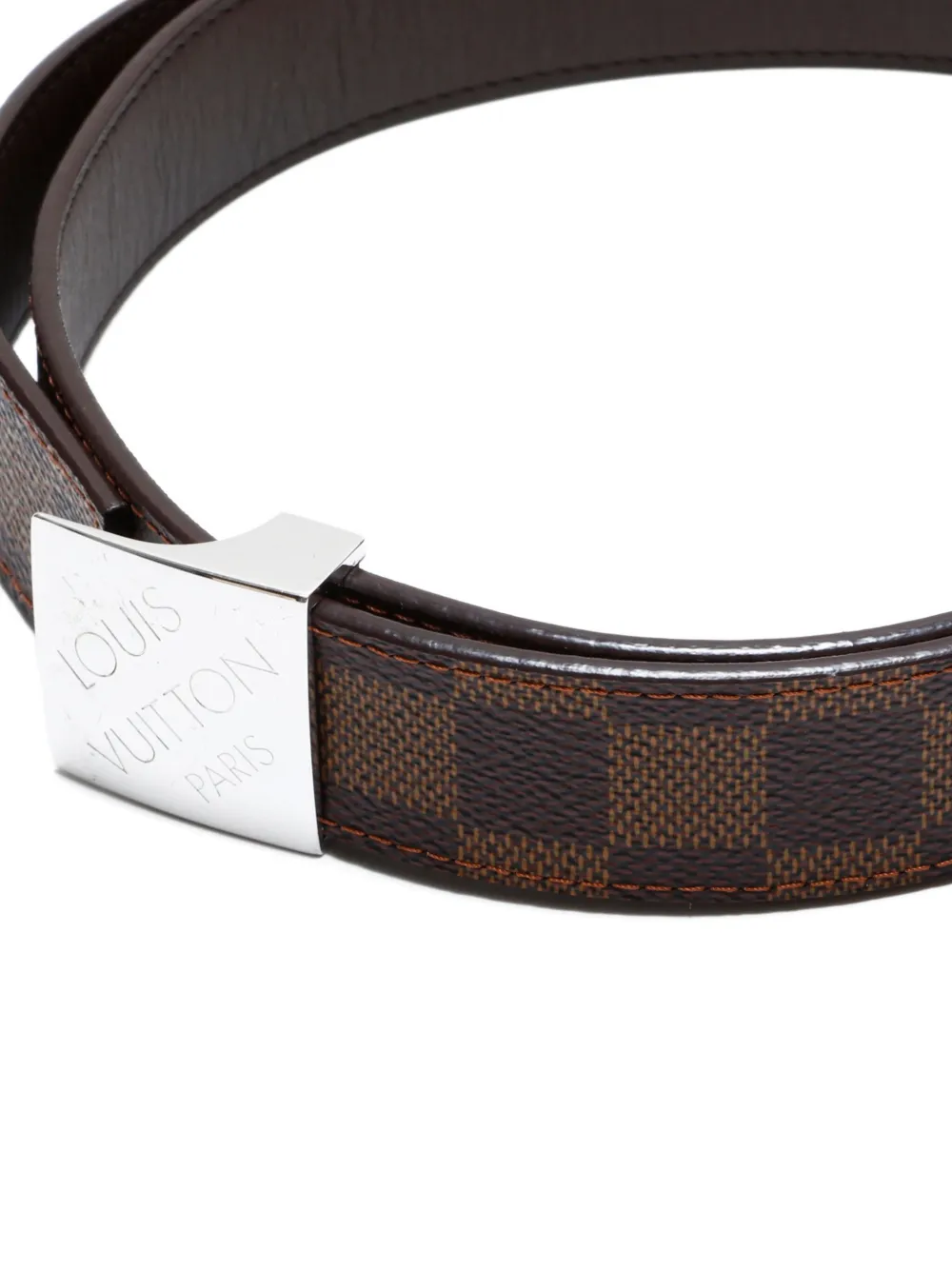 Pre-owned Louis Vuitton 2000s Damier Sangel Carre Belt In Brown
