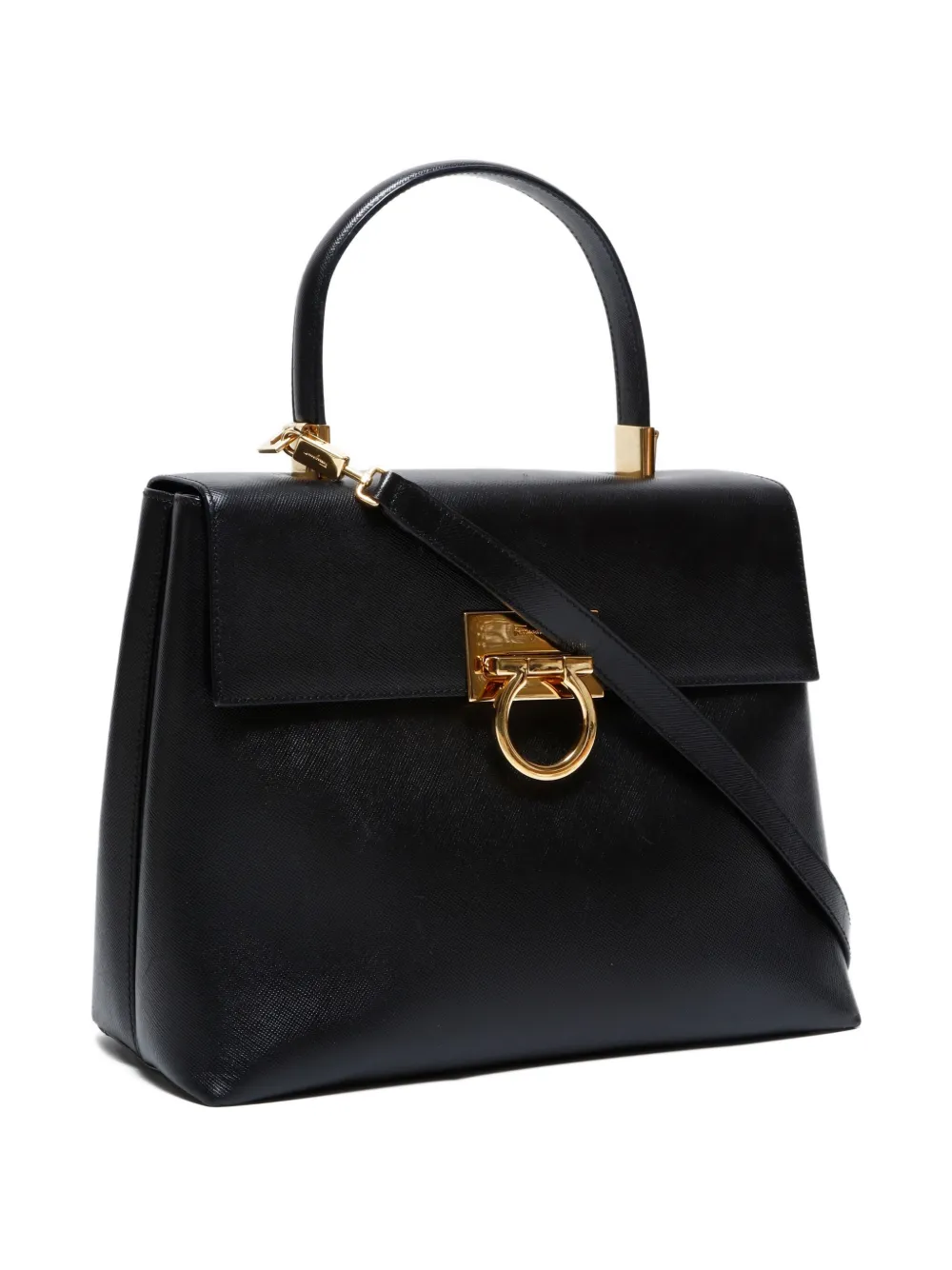 Pre-owned Ferragamo 2000s Gancini Top-handle Tote Bag In Black