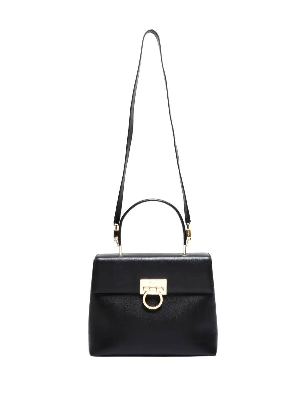 Pre-owned Ferragamo 2000s Gancini Top-handle Tote Bag In Black