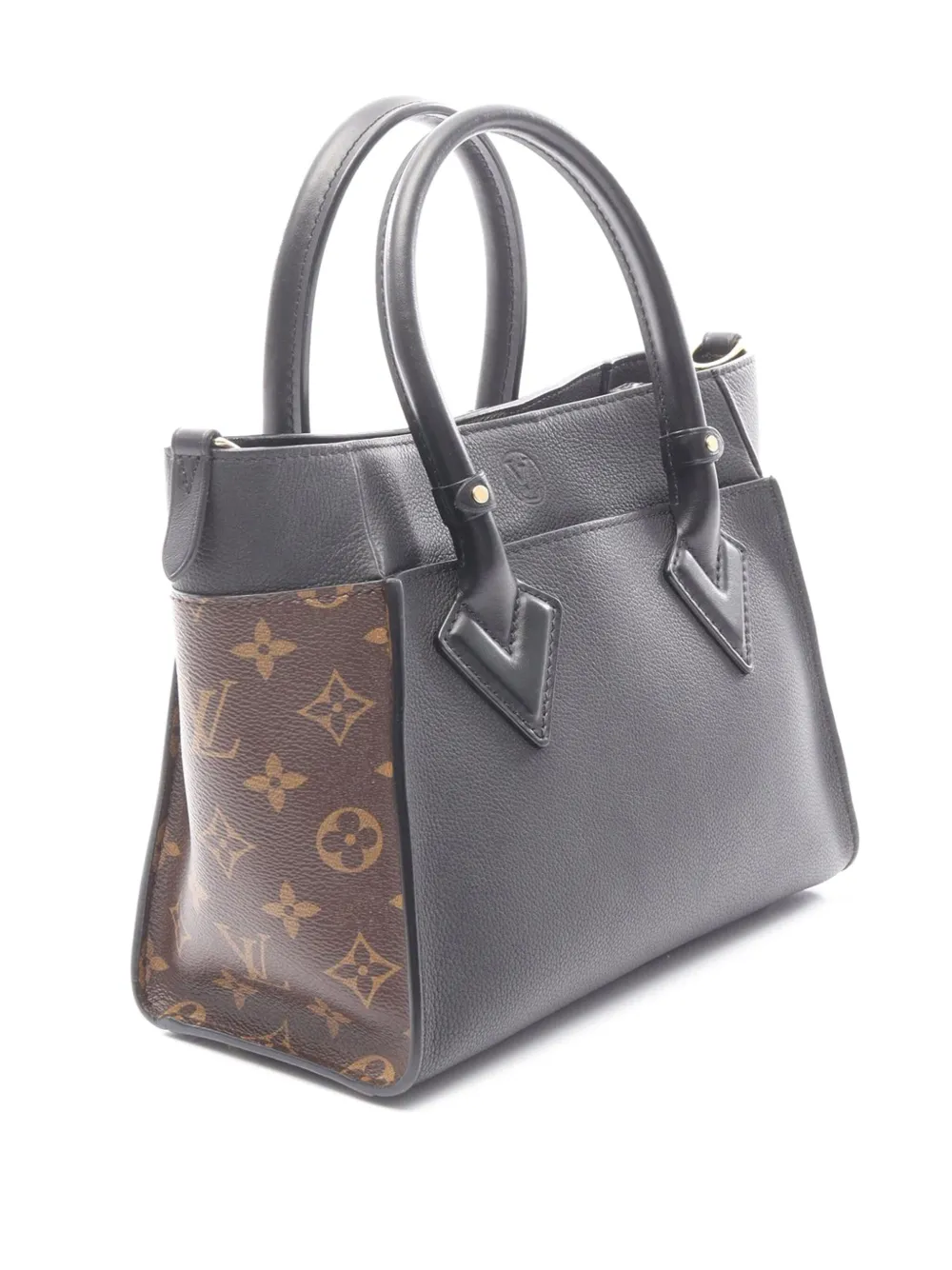 Pre-owned Louis Vuitton 2021-2025 Monogram On My Side Pm Satchel In Black