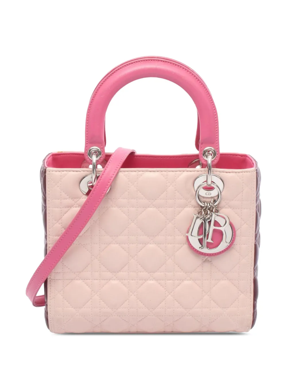 Christian Dior Pre-Owned 2014 Medium Tricolor Lambskin Cannage Lady Dior satchel | Pink | Image 1