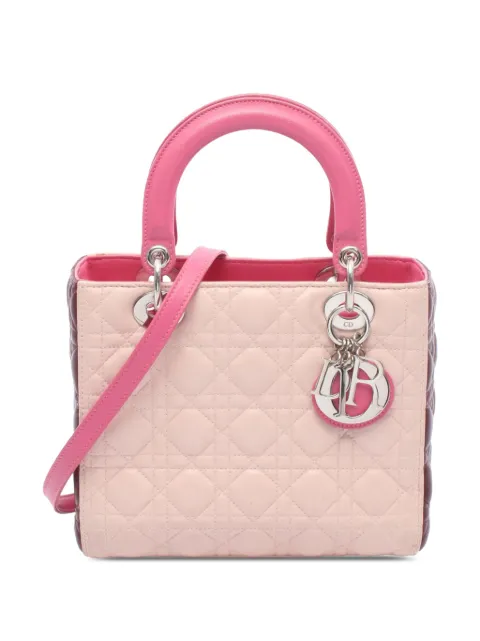 Christian Dior Pre-Owned 2014 Medium Tricolor Lambskin Cannage Lady Dior satchel