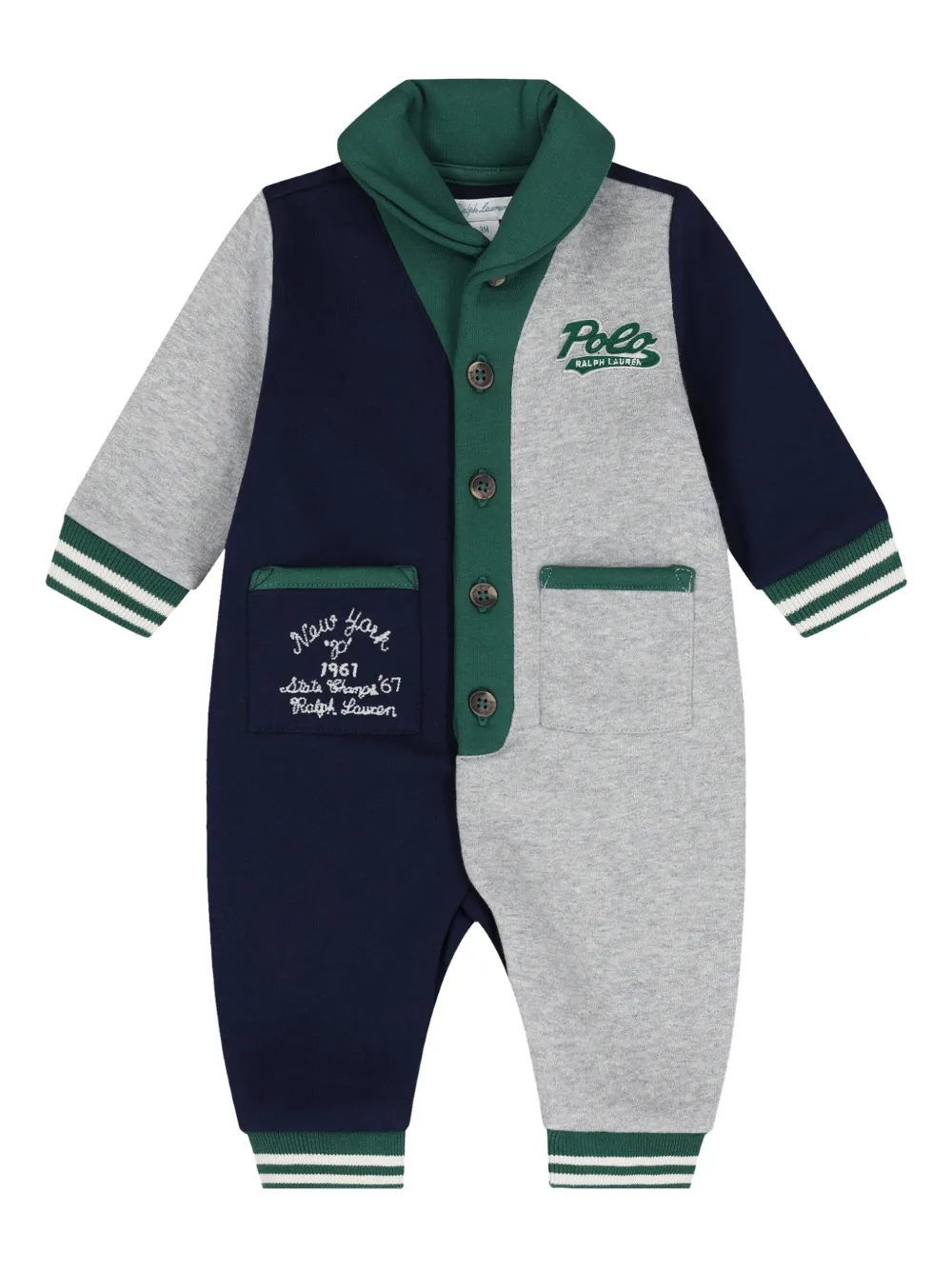 Polo Ralph Lauren Baby Boys Color Blocked Fleece Coverall In Multi