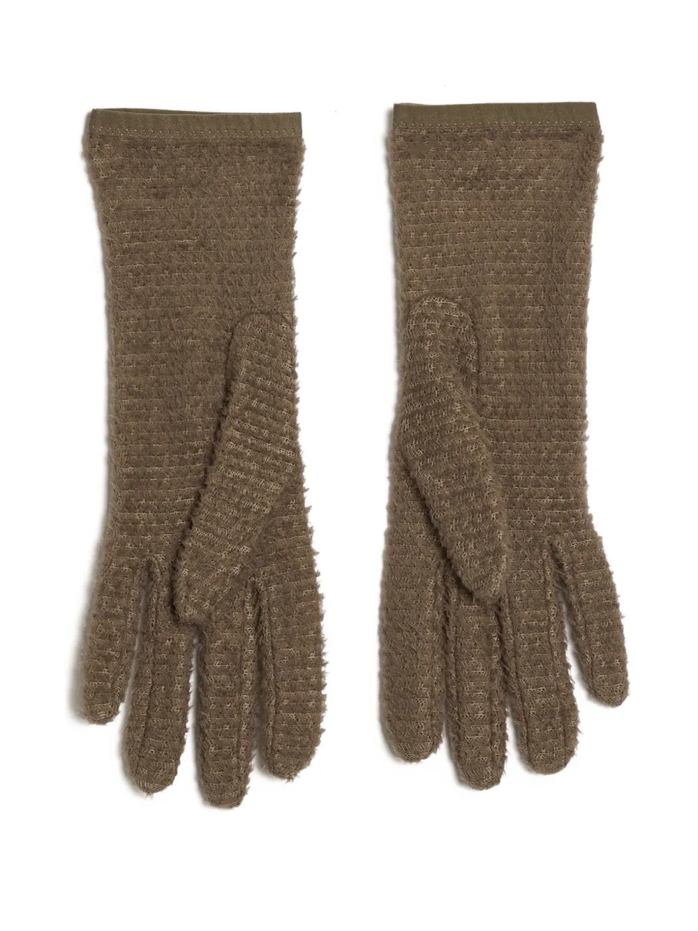 Satisfy waffle-textured fleece gloves | Brown | Image 1