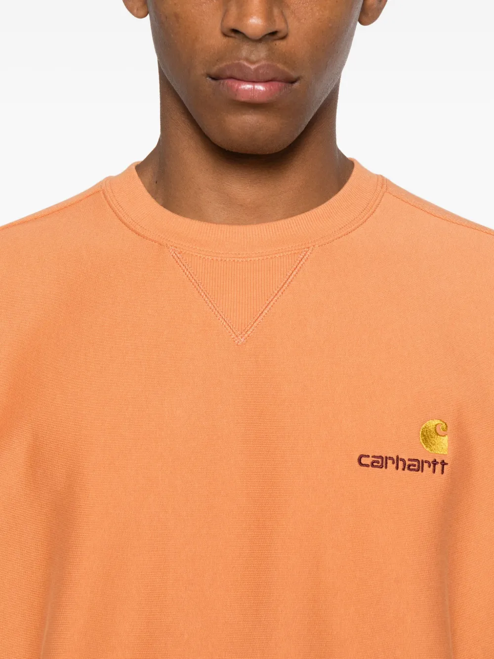 Carhartt Logo-embroidered Crew Neck Sweatshirt In Orange