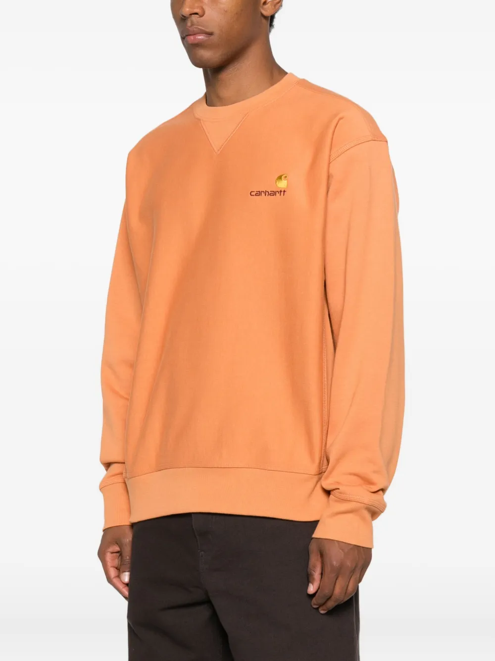 Carhartt Logo-embroidered Crew Neck Sweatshirt In Orange