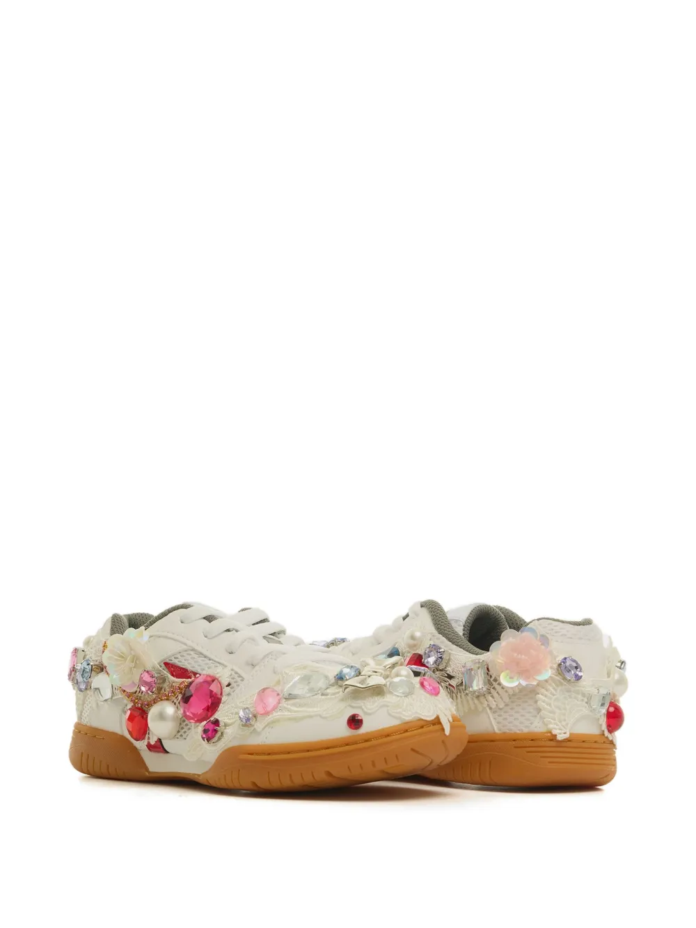 Comme Des Garcons Girl Cdg Girl X Mizuno Embellished School Sneakers In White
