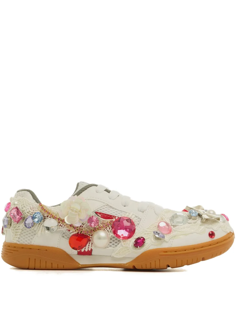 Comme Des Garcons Girl Cdg Girl X Mizuno Embellished School Sneakers In White