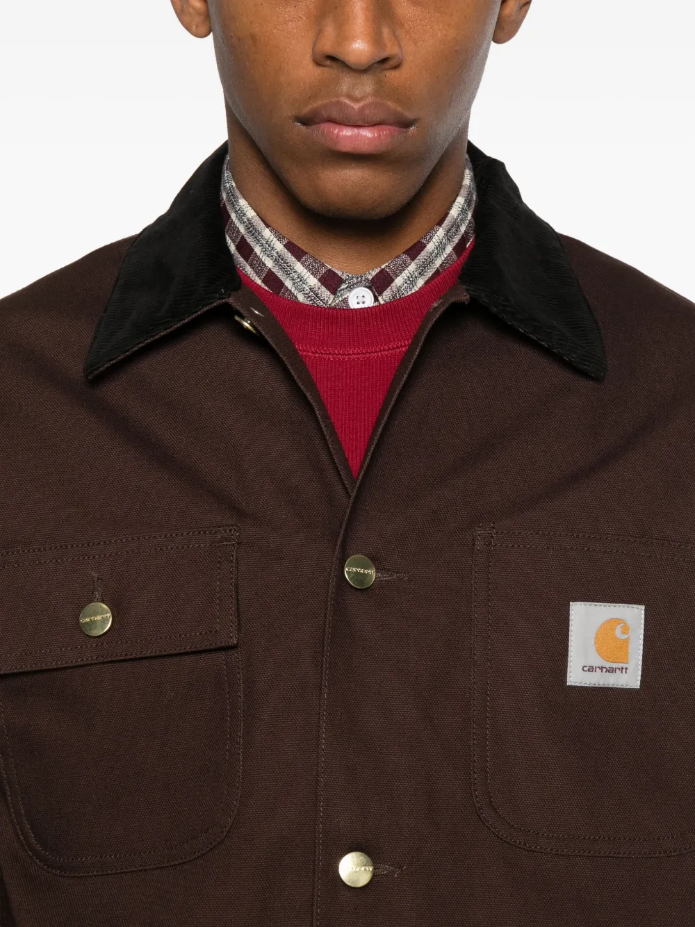 Carhartt Work In Progress Detroit Zip Organic Cotton Canvas Utility Jacket In Brown