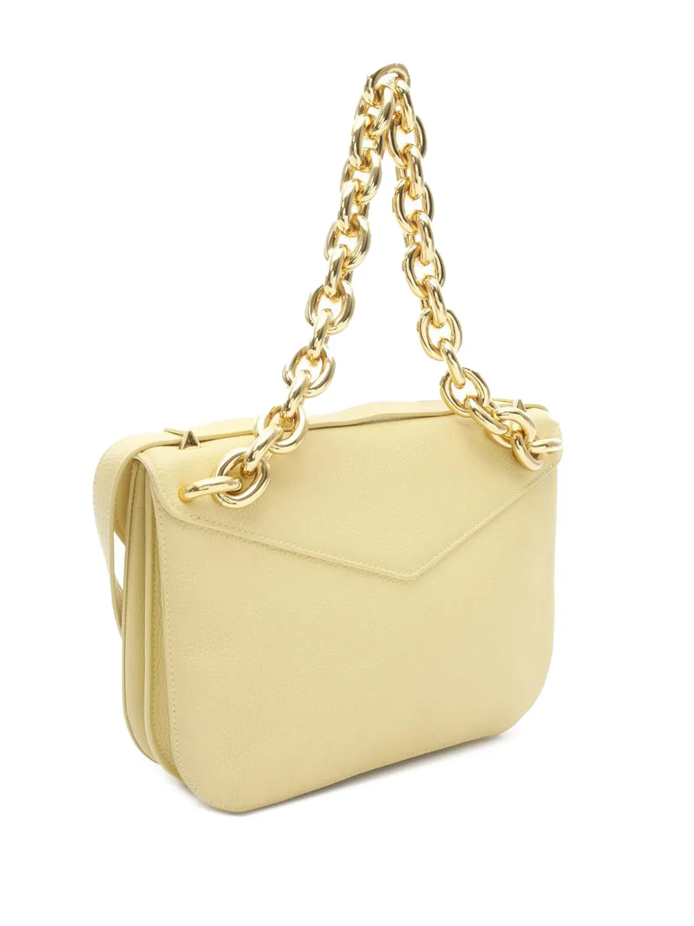 Pre-owned Bottega Veneta 2010-2025 Medium Leather Mount Envelope Chain Bag Satchel In Yellow