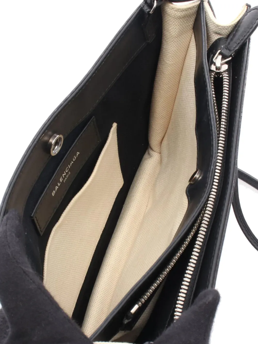 Pre-owned Balenciaga 2000-2025 Canvas Navy Pochette Crossbody Bag In Brown