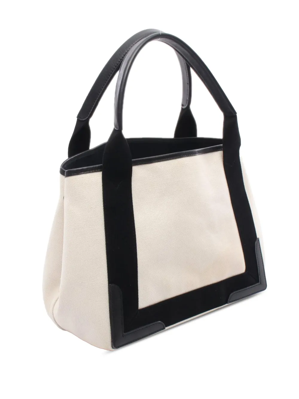 Pre-owned Balenciaga 2010-2025 Canvas Navy Cabas S Tote Bag In White