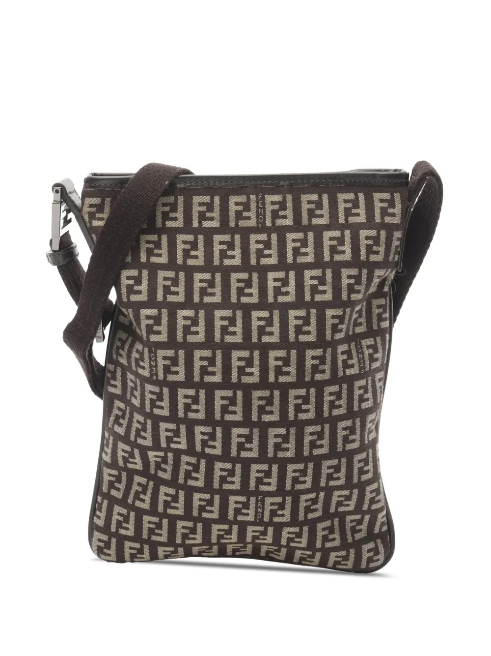 Pre-owned Fendi 2000-2010 Zucchino Canvas Crossbody Bag In Brown