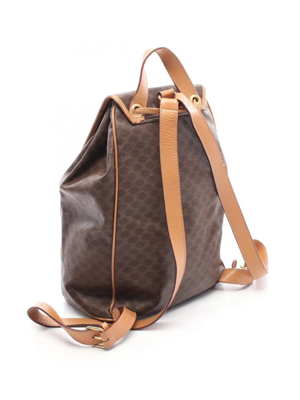 Pre-owned Celine 2015 Macadam Coated Canvas Backpack In Brown