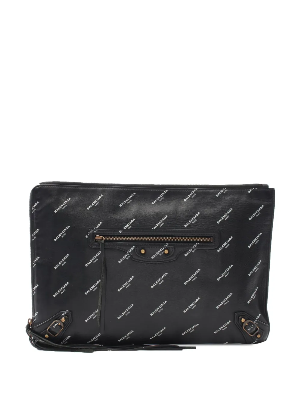 Balenciaga Pre-Owned 2018-2025 Lambskin Motocross Logo Print Classic clutch bag | Black | Image 1