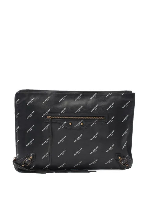 Balenciaga Pre-Owned 2018-2025 Lambskin Motocross Logo Print Classic clutch bag