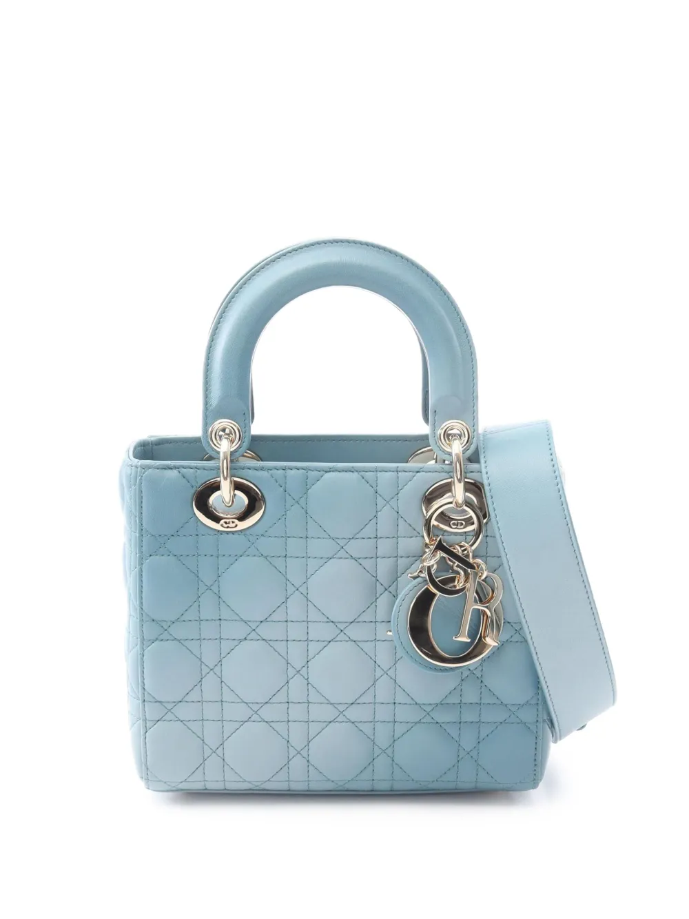 Christian Dior Pre-Owned 2010-2025 Small Gradient Lambskin Cannage Lady Dior satchel | Blue | Image 1