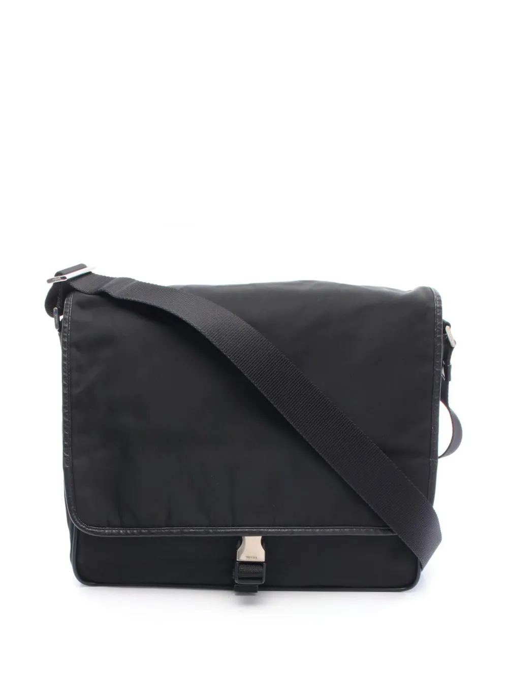 Prada Pre-Owned 2000-2013 サフィアーノトリム テスート バックル メッセンジャー ショルダーバッグ - ブラック Prada Pre-Owned 2000-2013 サフィアーノトリム テスート バックル メッセンジャー ショルダーバッグ - ブラック