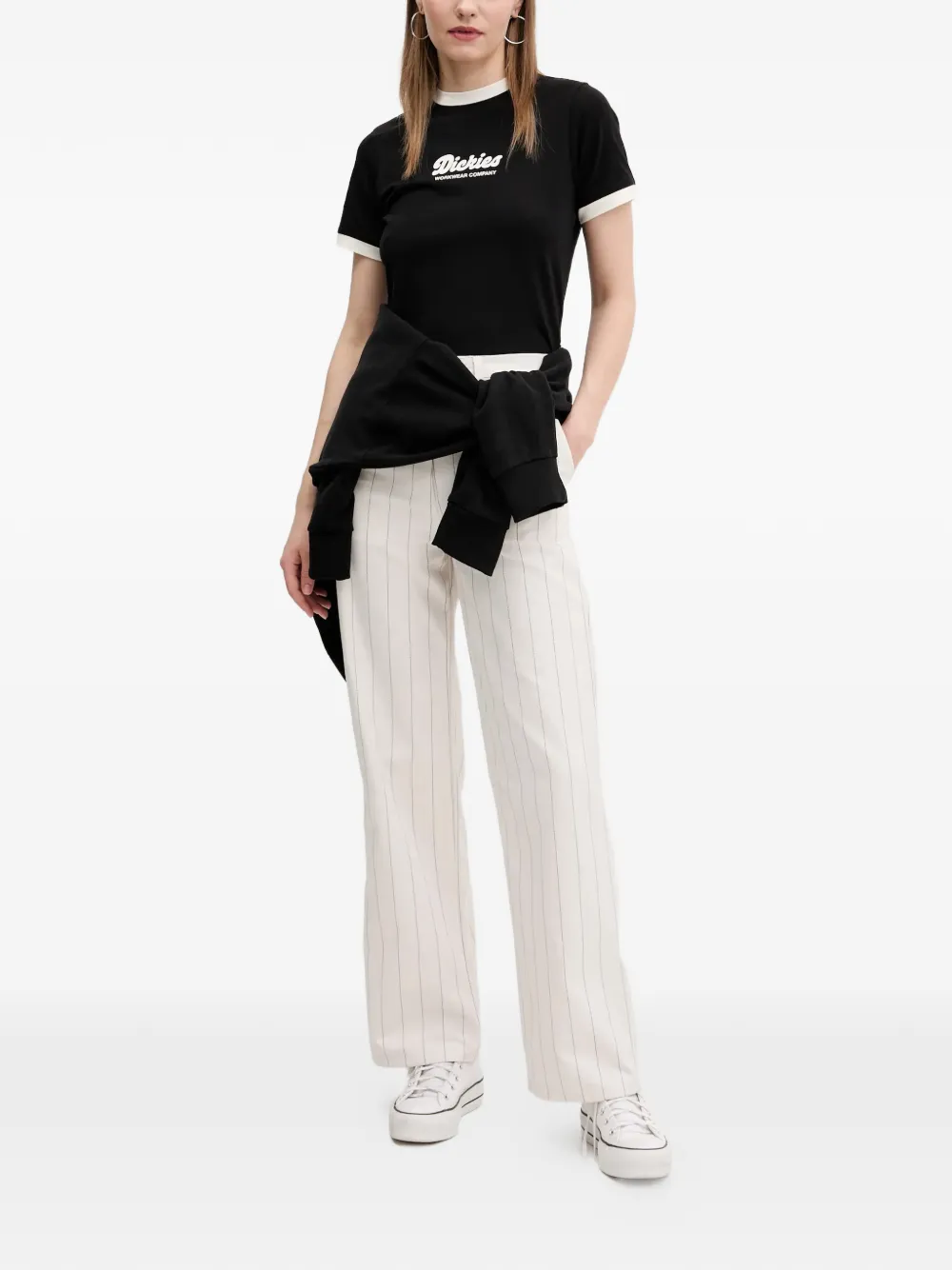 adidas pinstripe-pattern logo trousers Wit