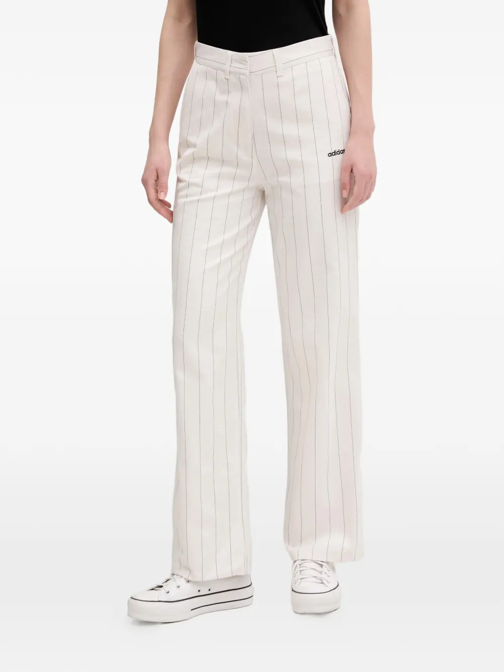 adidas pinstripe-pattern logo trousers - Bianco