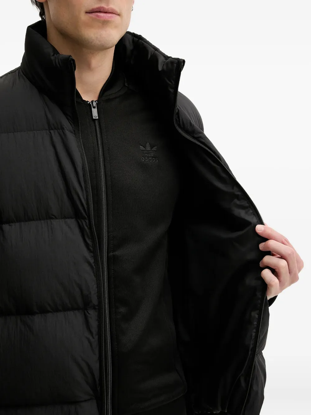 Adidas Originals 3-stripes Padded Gilet In Black