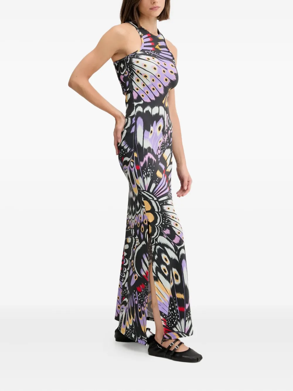 adidas x Farm maxi-jurk met vlinderprint Zwart