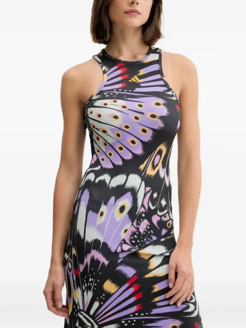 adidas x Farm racer-back butterfly-print maxi dress